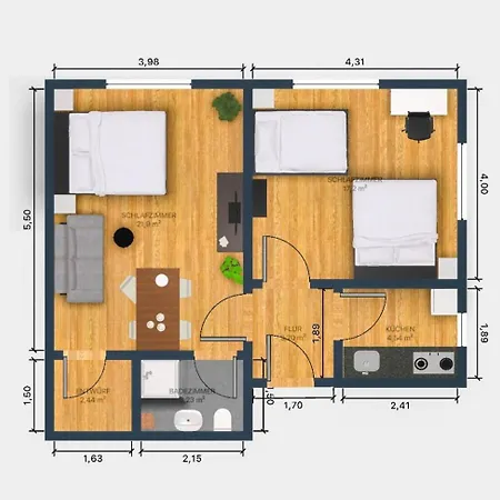 アパート Ecocube 443 - Familie, 2zimmer, 3betten, Schlafsofa, Backofen, Tv, 6pers メッペン