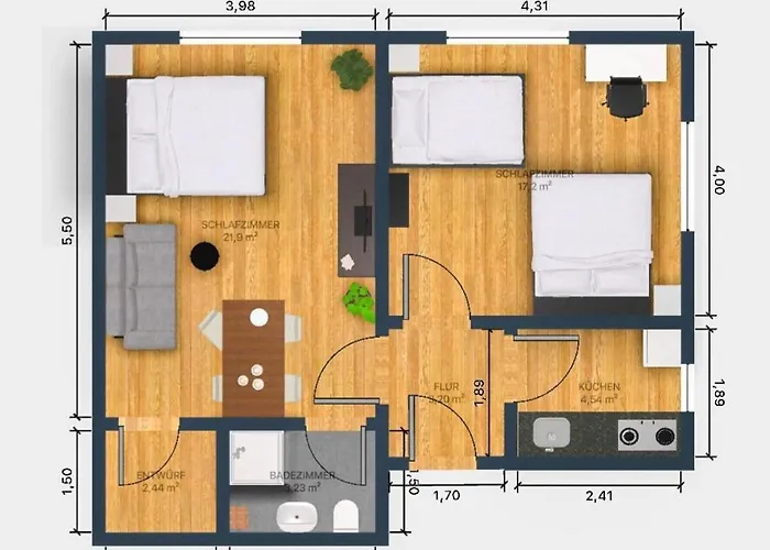 公寓 Ecocube 443 - Familie, 2zimmer, 3betten, Schlafsofa, Backofen, Tv, 6pers 梅彭